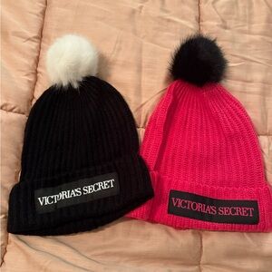Victoria's Secret Black and Pink Beanie Set